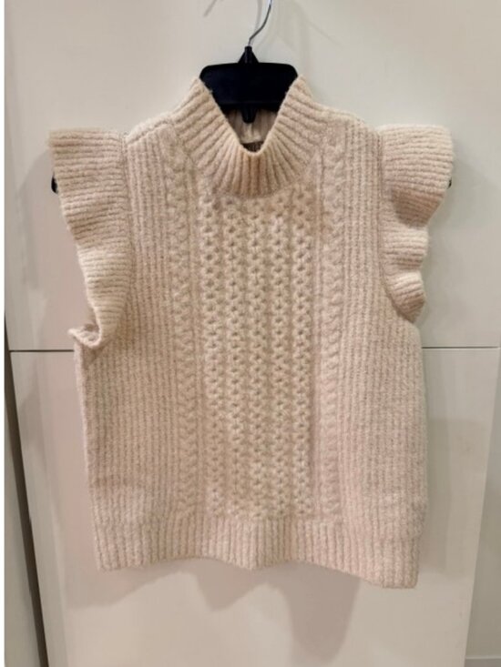 Lilla P Tops - Lilla P Cream Cable Knit Mock Neck Sweater Top Medium